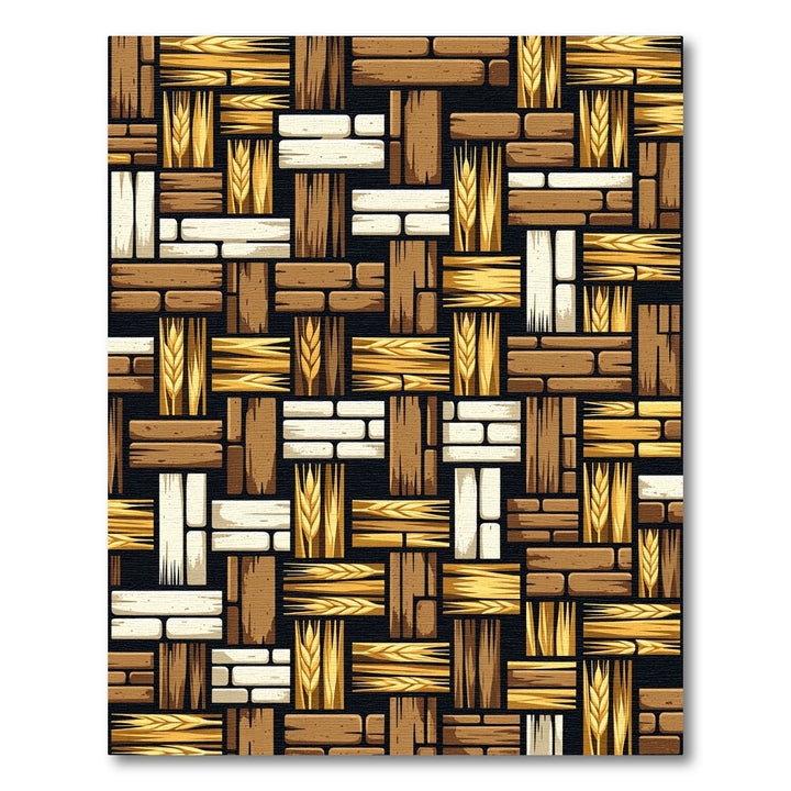 Rustic Wheat and Wood Grain Rug