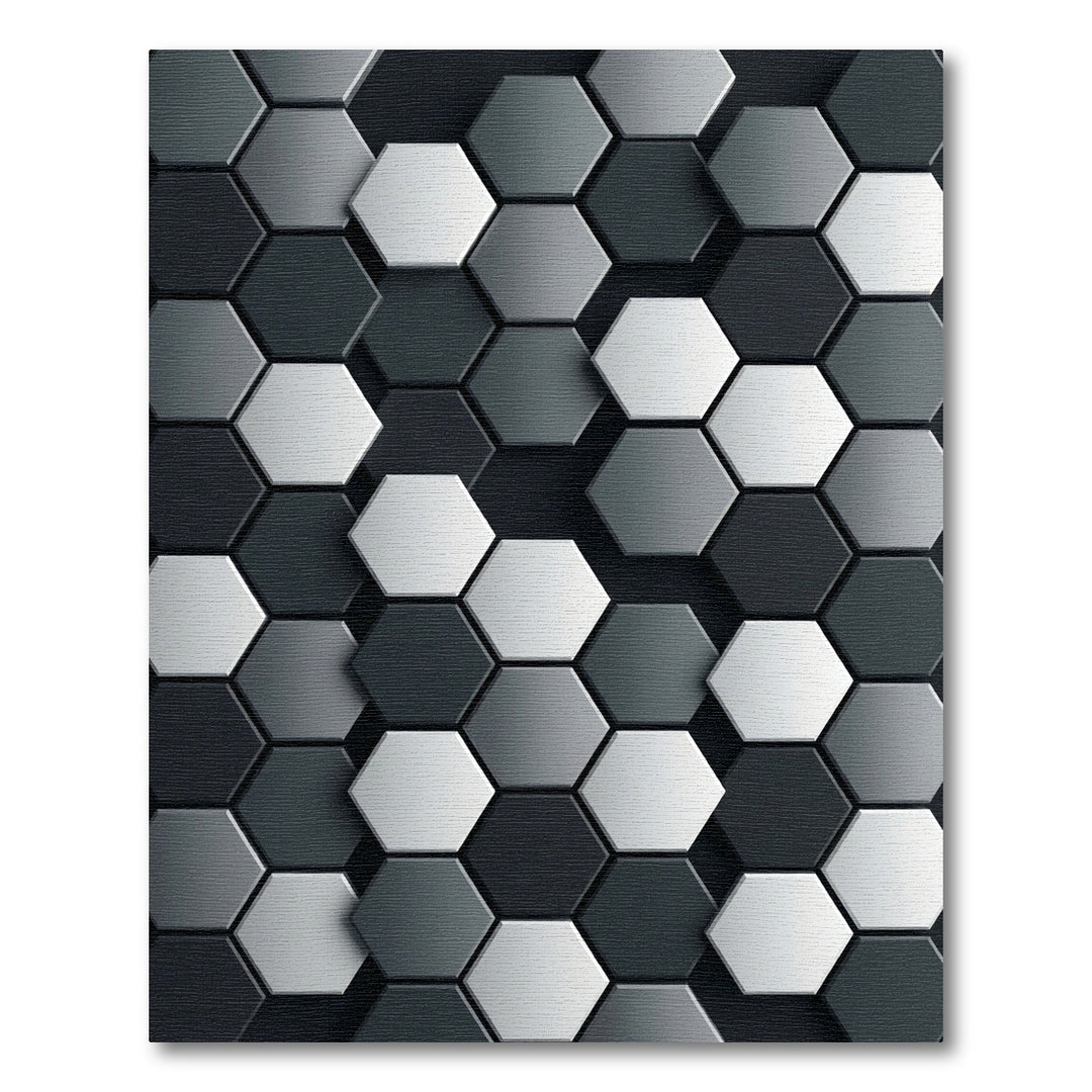 Sophisticated Gray Geometric Hexagon Rug