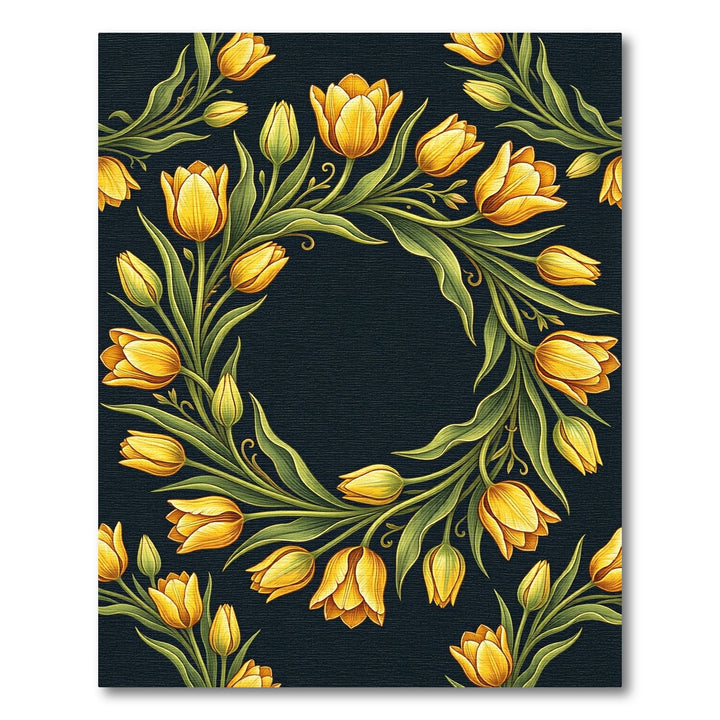 Yellow Tulip Wreath Floral Rug