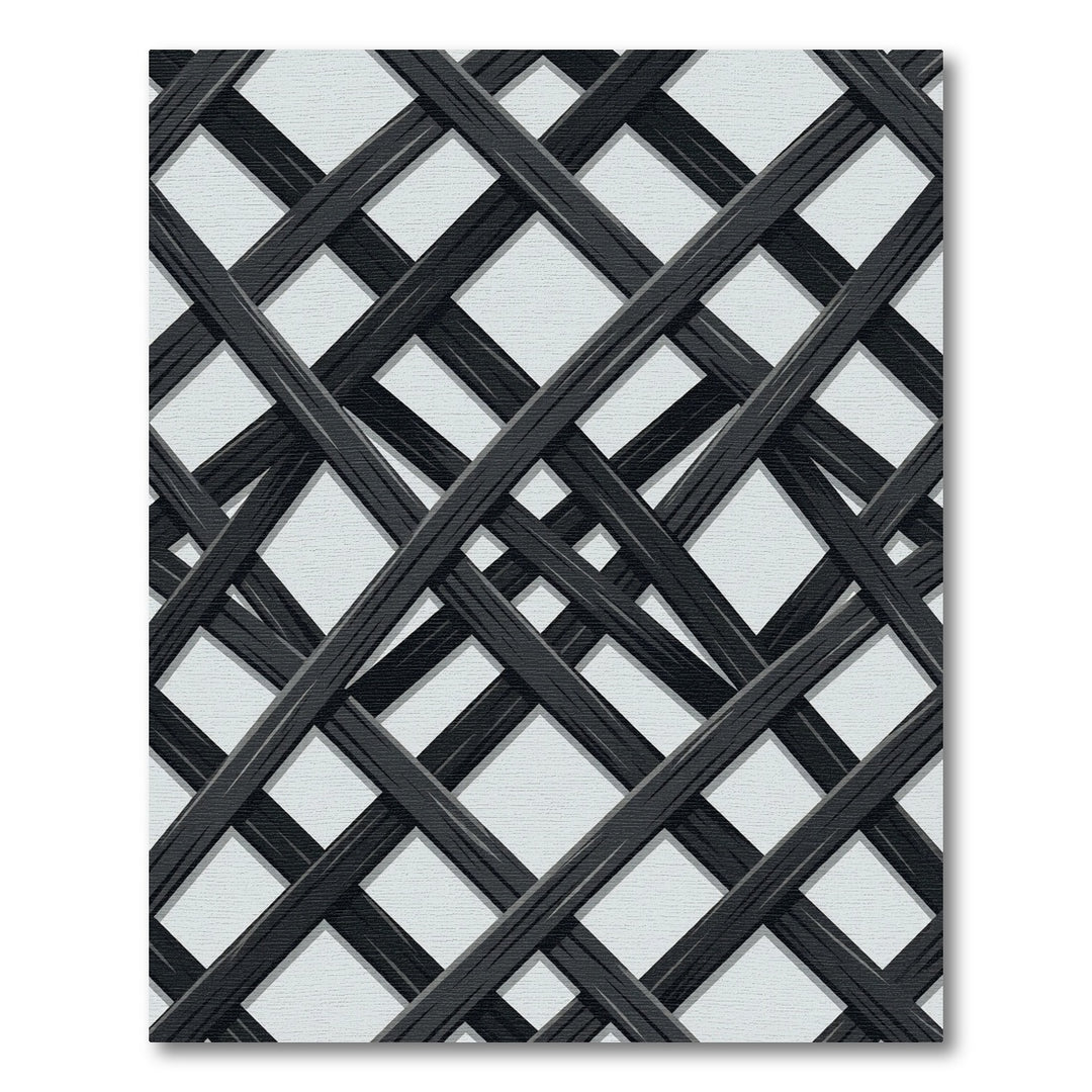Diagonal Black Lattice Trellis Rug