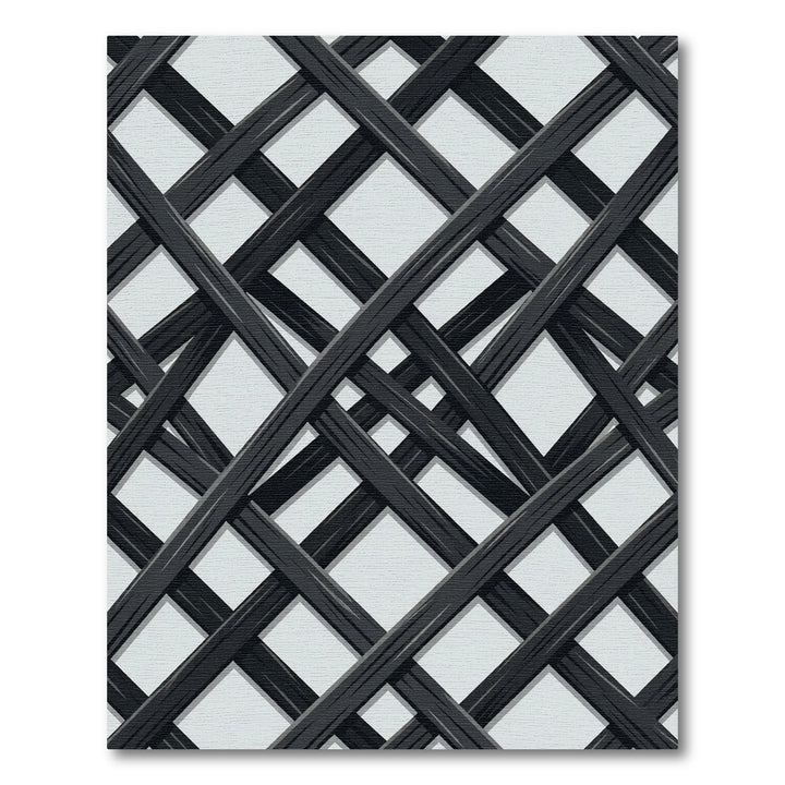 Diagonal Black Lattice Trellis Rug
