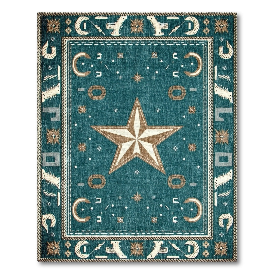 Teal Southwestern Star Horseshoe Area Rug