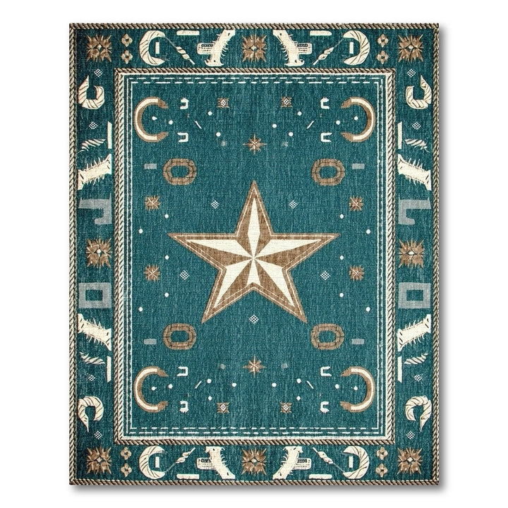 Teal Southwestern Star Horseshoe Area Rug