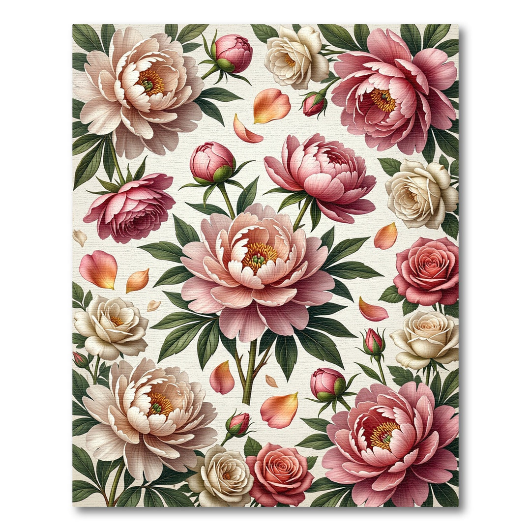 Blush Pink Peony Rose Garden Rug
