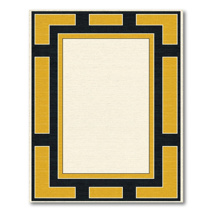 Gold Geometric Border Area Rug
