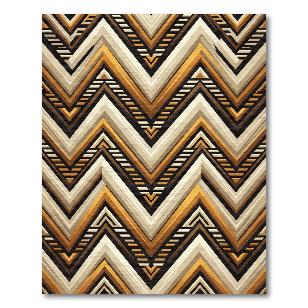 Golden Earthy Chevron Zigzag Rug