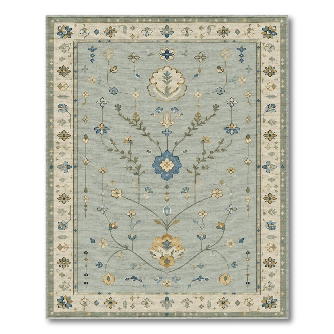 Blue Floral Vintage Area Rug