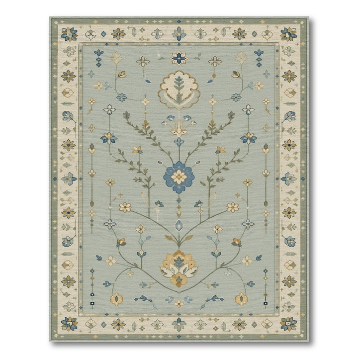 Blue Floral Vintage Area Rug