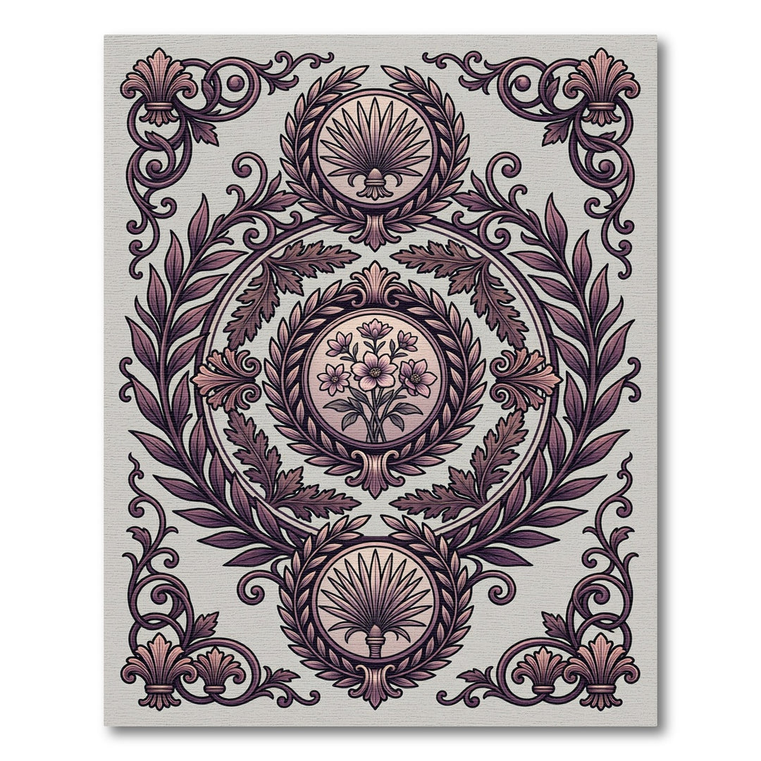 Ornate Floral Laurel Medallion Rug