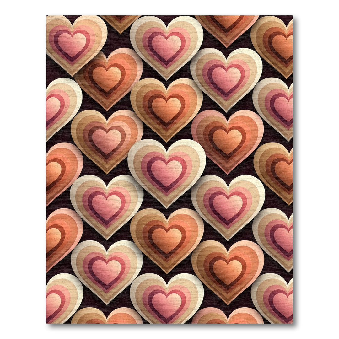 Retro Heart Layers Pink Peach Rug