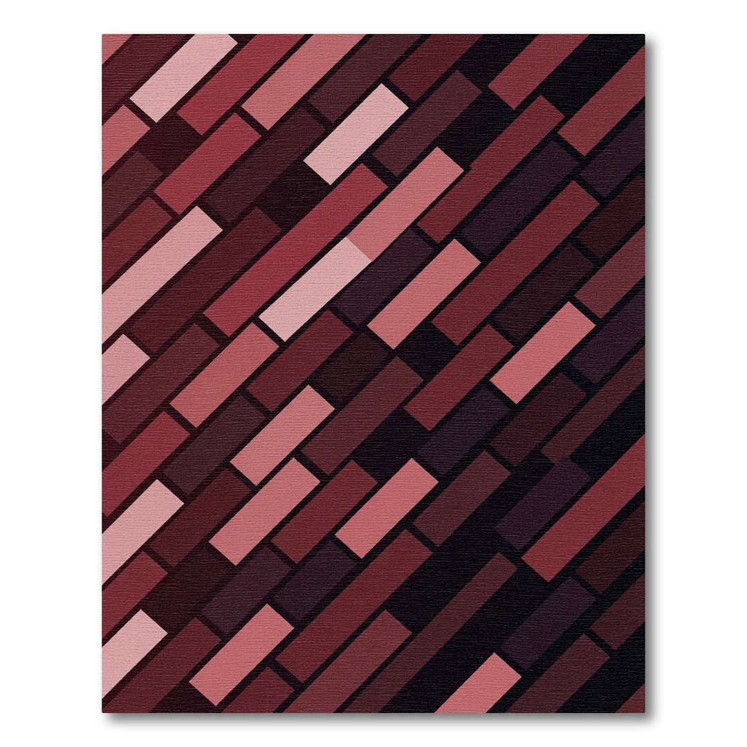 Diagonal Geometric Maroon Slate Rug