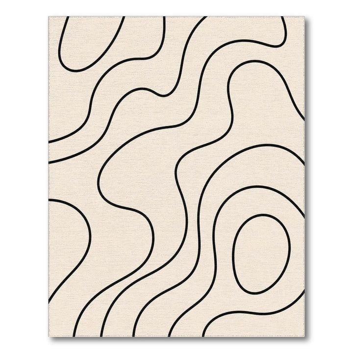 Beige Abstract Wave Area Rug
