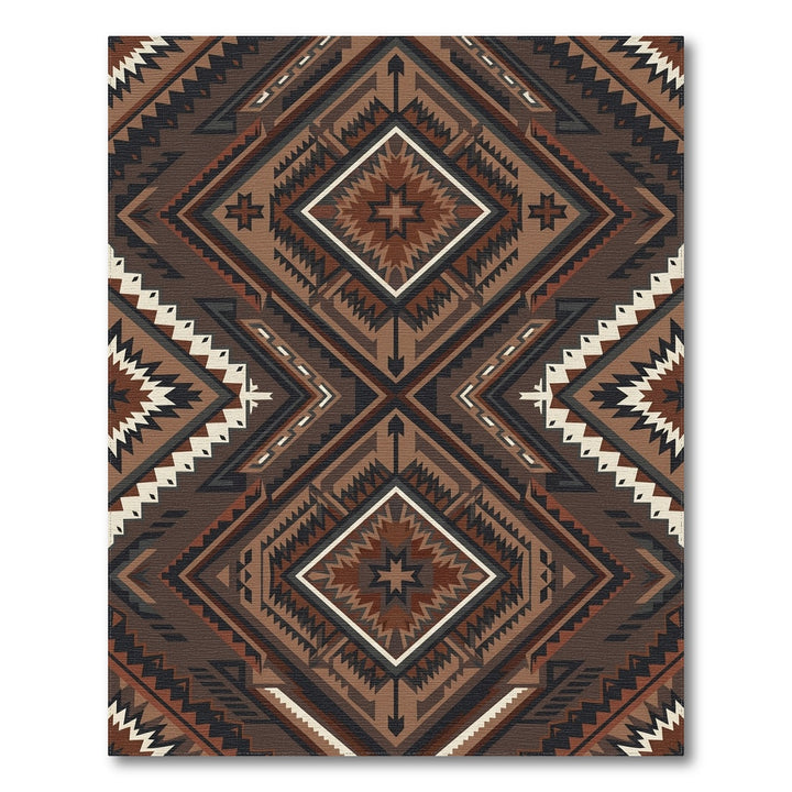 Earthy Brown Geometric Diamond Medallion Rug