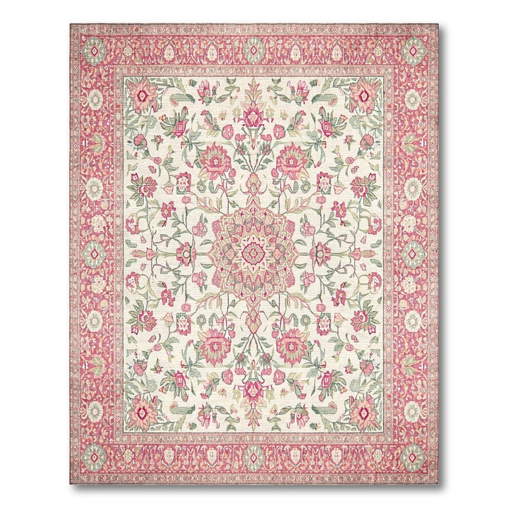 Pink Floral Medallion Vintage Area Rug