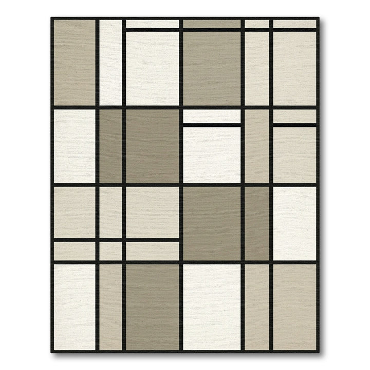 Neutral Tones Geometric Grid Rug