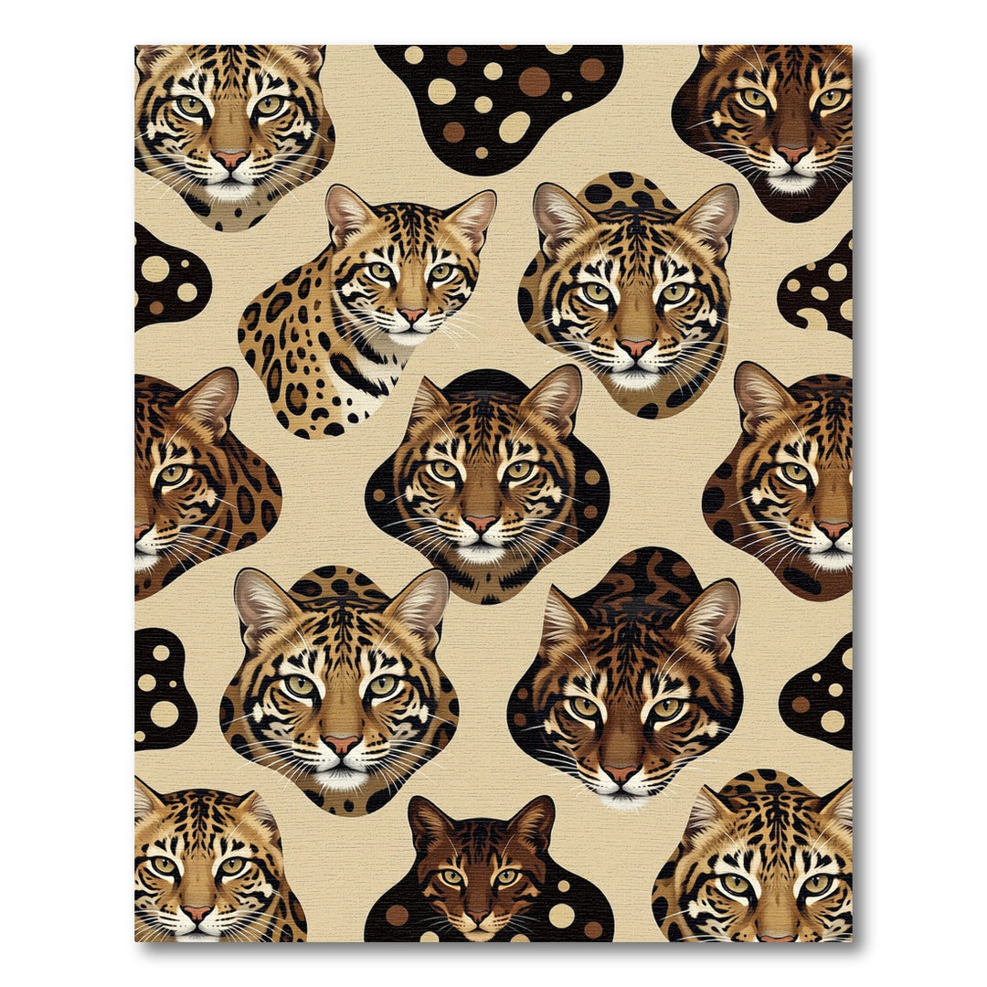 Leopard Cat Faces Abstract Spots Rug