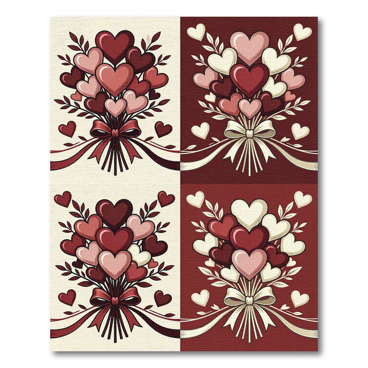 Romantic Heart Bouquet Burgundy Rug