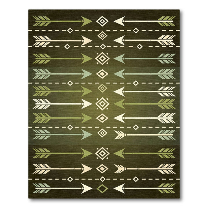 Sage Green Boho Aztec Arrows Rug
