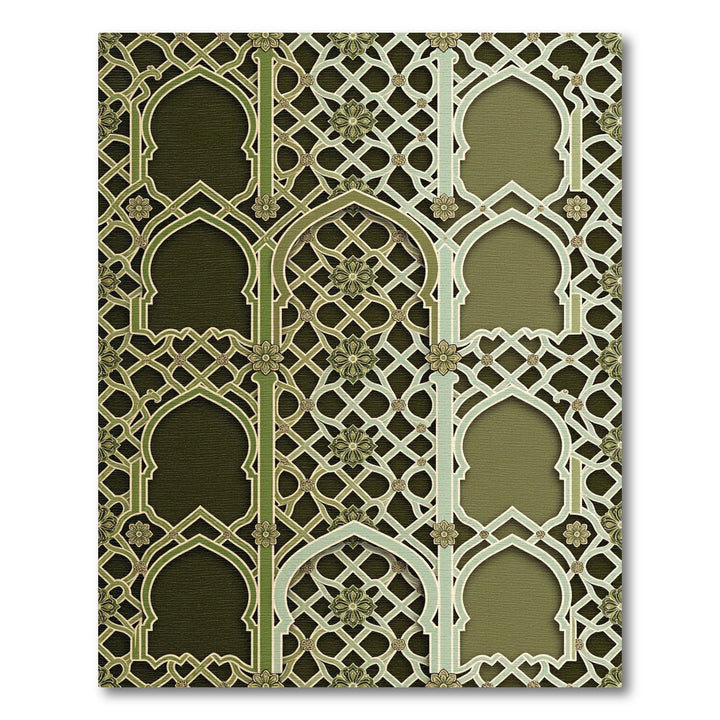 Islamic Green Lattice Arch Garden Rug