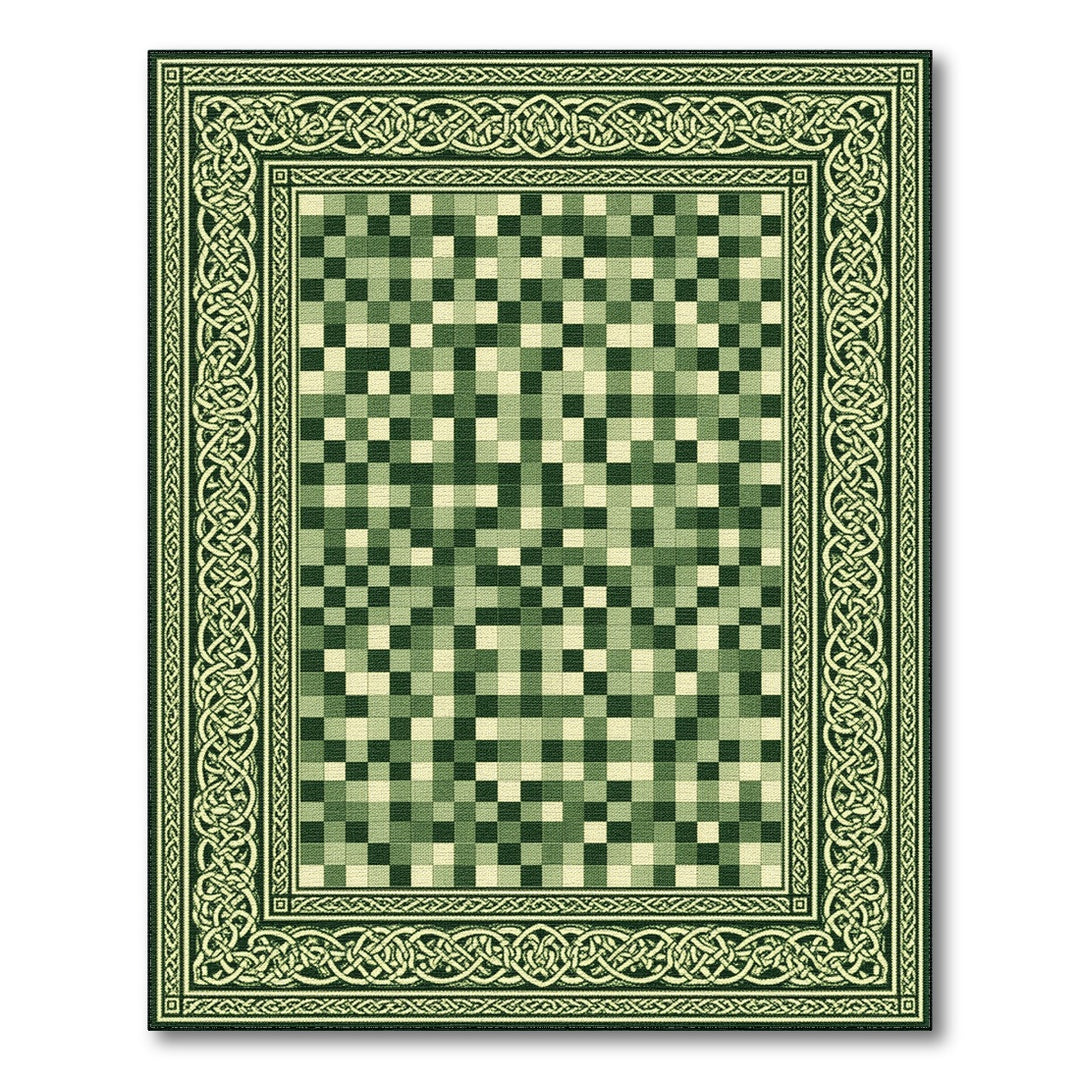 Green Celtic Knot Border Area Rug