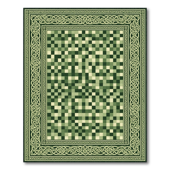 Green Celtic Knot Border Area Rug