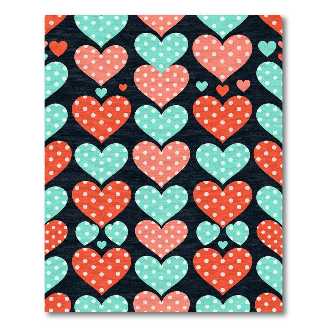 Polka Dot Hearts Black Rug