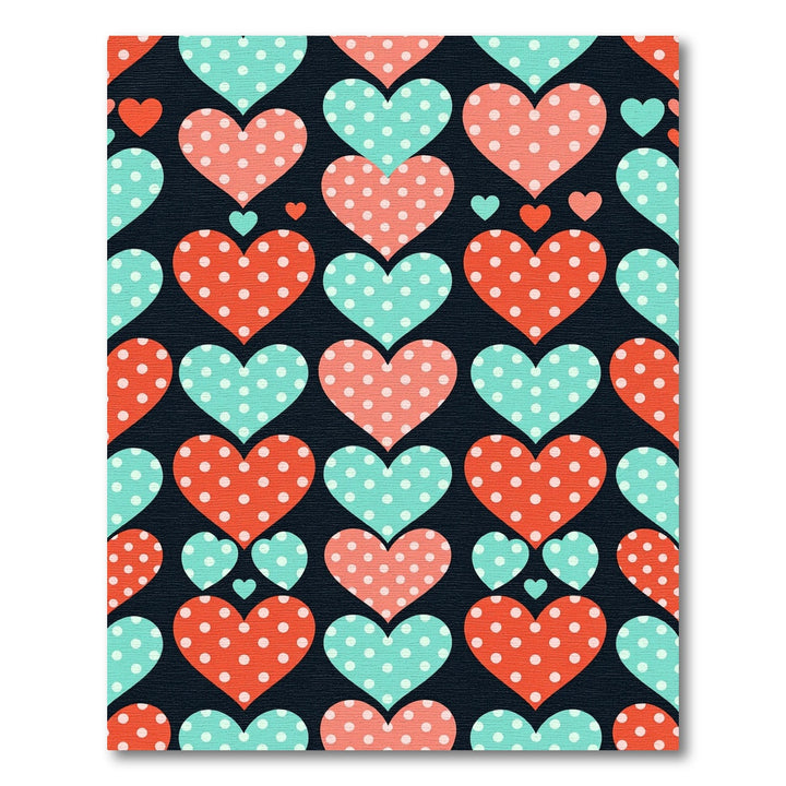 Polka Dot Hearts Black Rug