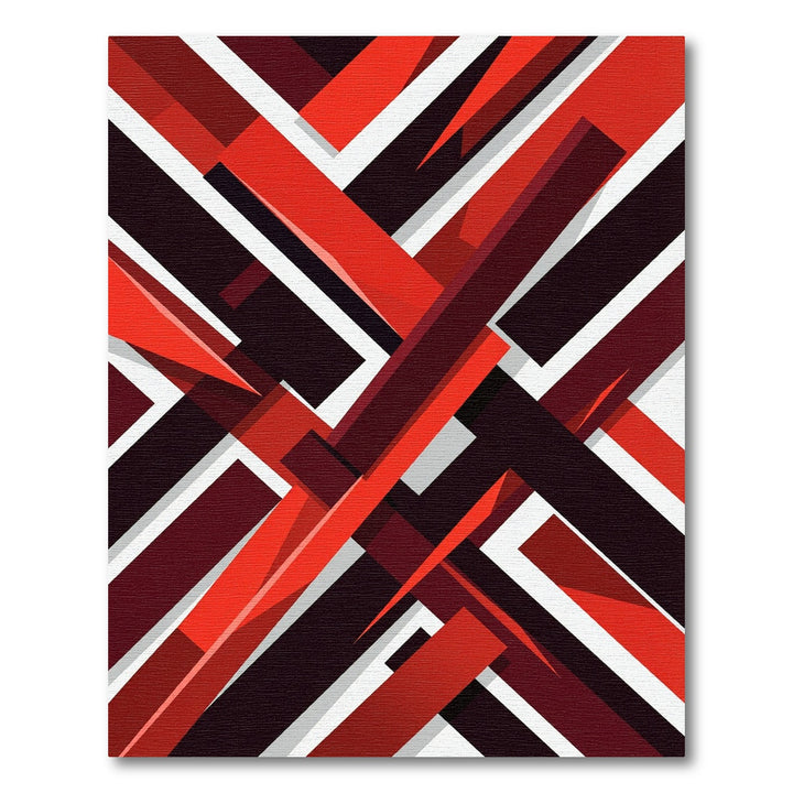Bold Red Angled Geometric Abstraction Rug