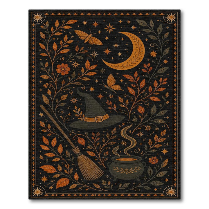 Witch Hat Orange Floral Area Rug