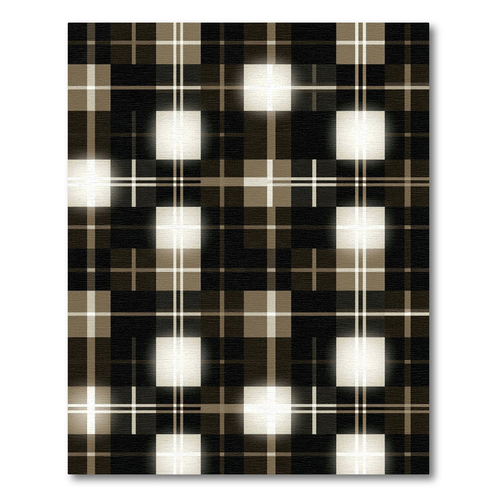 Dark Brown Beige Plaid Glow Rug