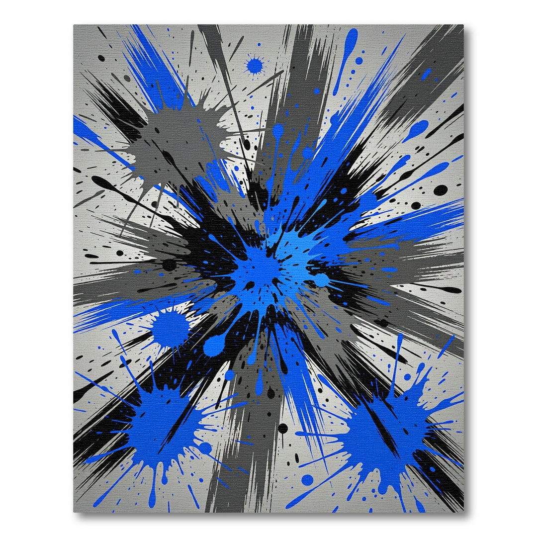 Bold Blue Splatter Abstract Burst Rug