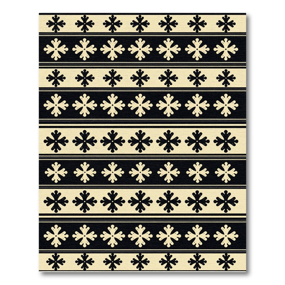 Classic Black Cream Snowflake Stripes Rug
