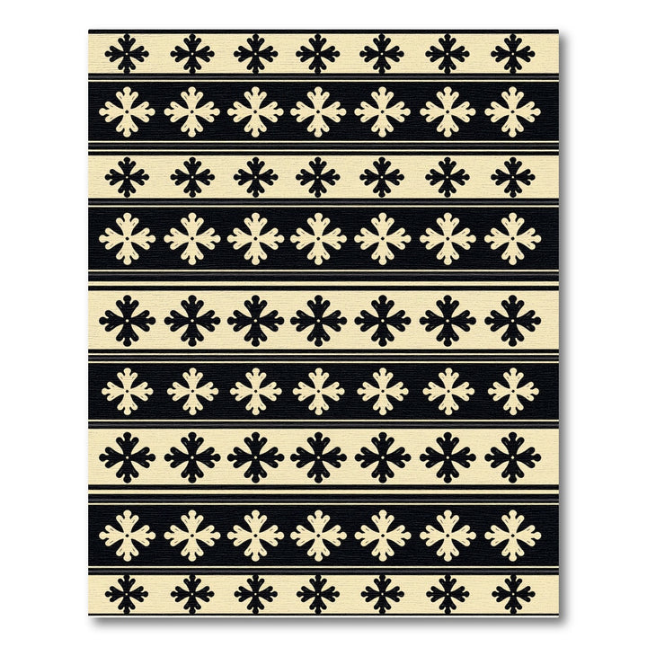 Classic Black Cream Snowflake Stripes Rug