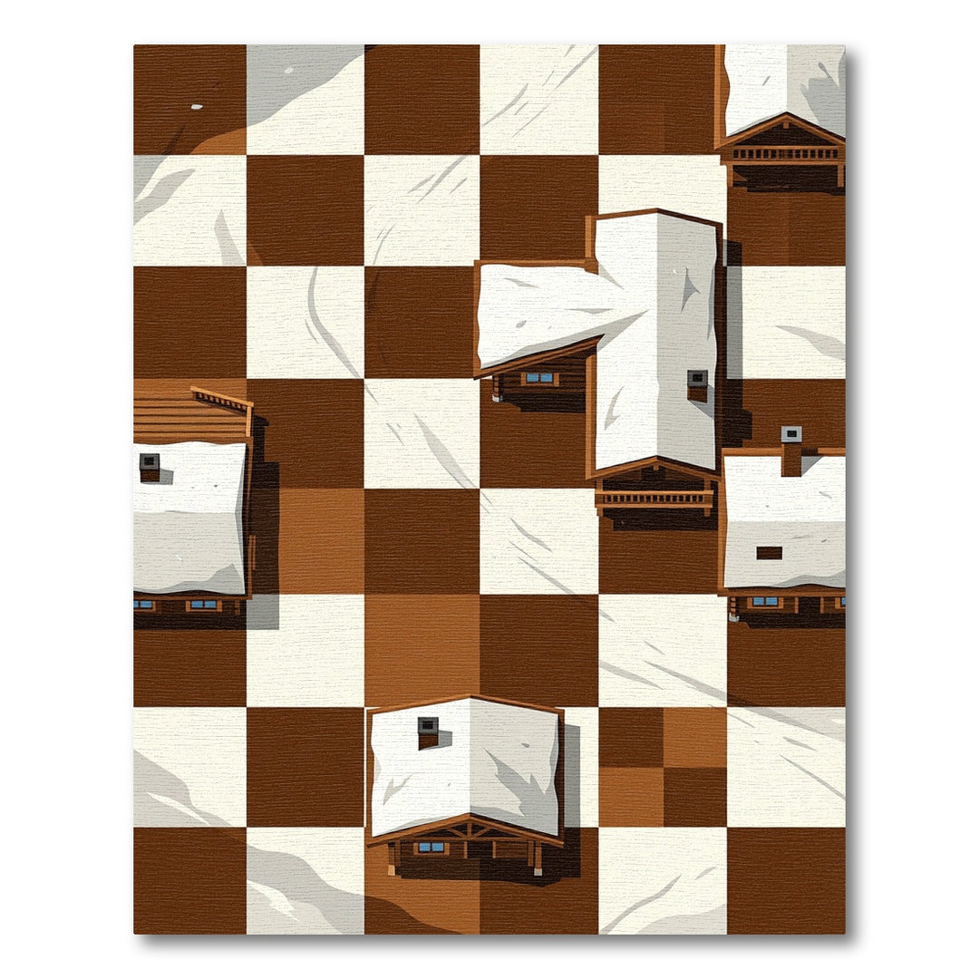 Charming Brown White Ski Lodge Rug