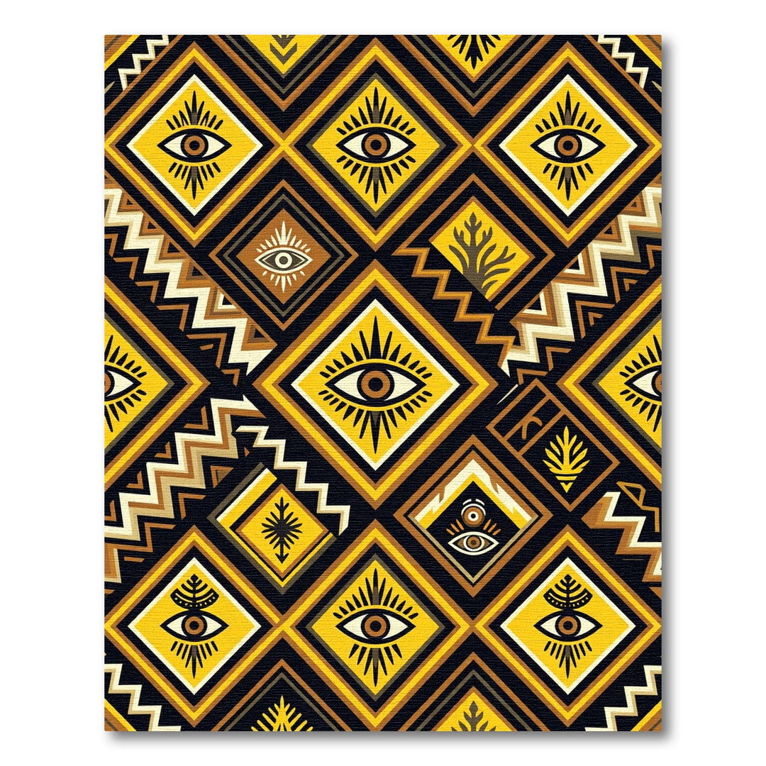 Mystic Yellow Eye Geometric Diamond Rug
