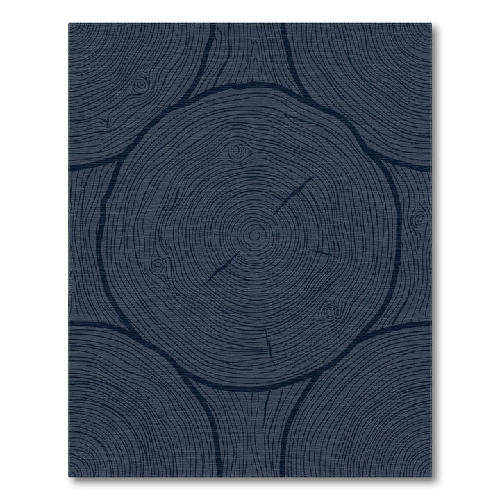Deep Blue Wood Grain Circular Rug