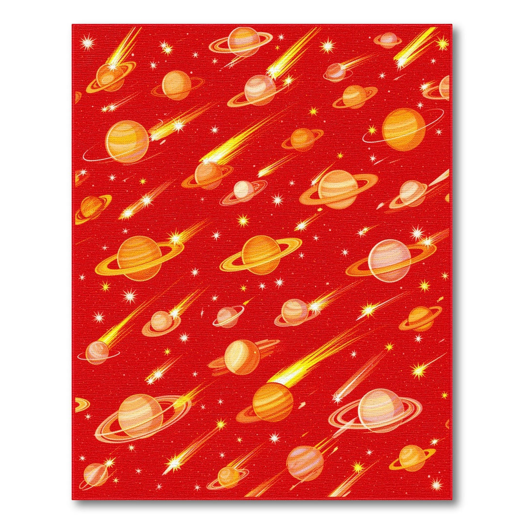 Red Cosmic Planets Kids Area Rug