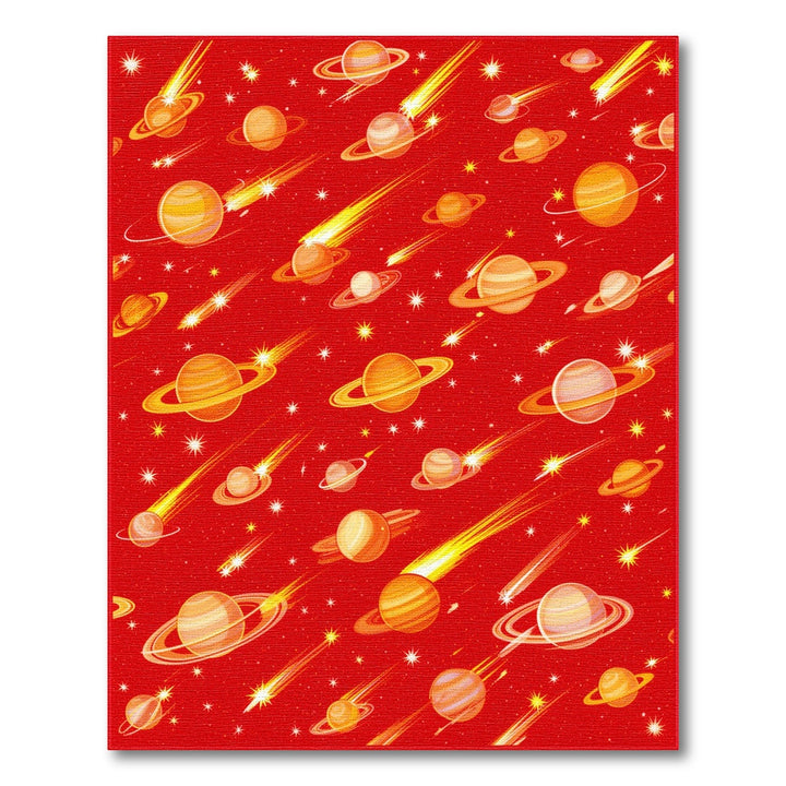 Red Cosmic Planets Kids Area Rug