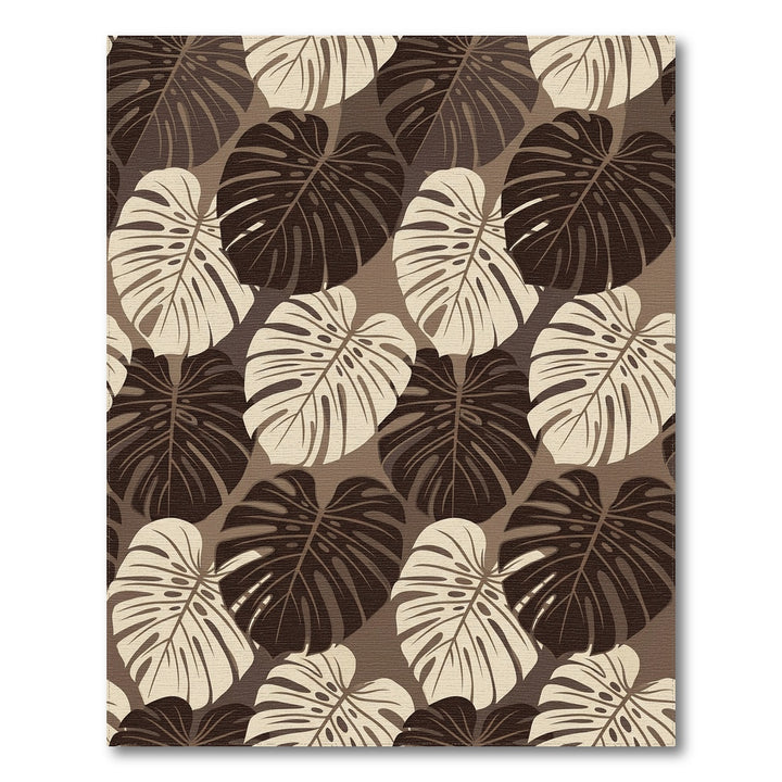 Brown White Leafy Foliage Repeat Rug