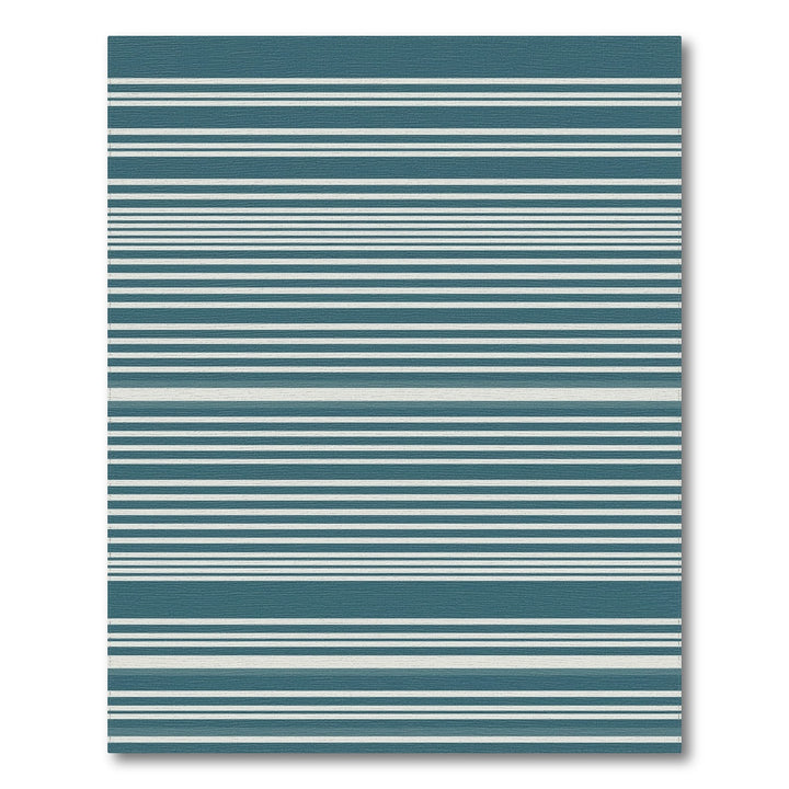 Deep Teal White Subtle Stripe Rug