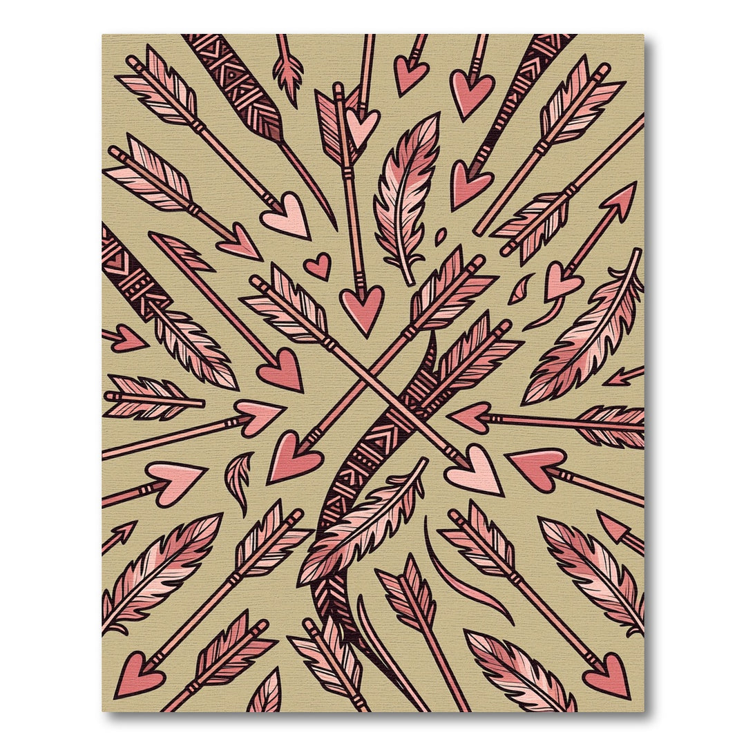 Tribal Arrows And Feathers Pink Rug