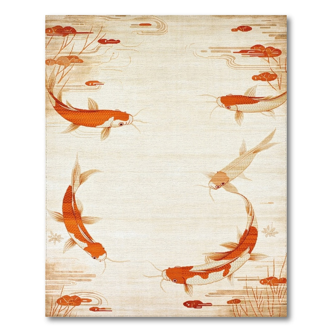 Orange Koi Fish Area Rug
