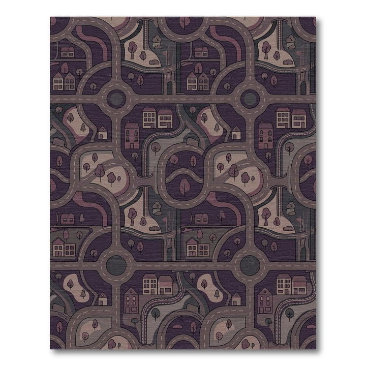 Curving Roads Town Houses Woodland Circles Rug