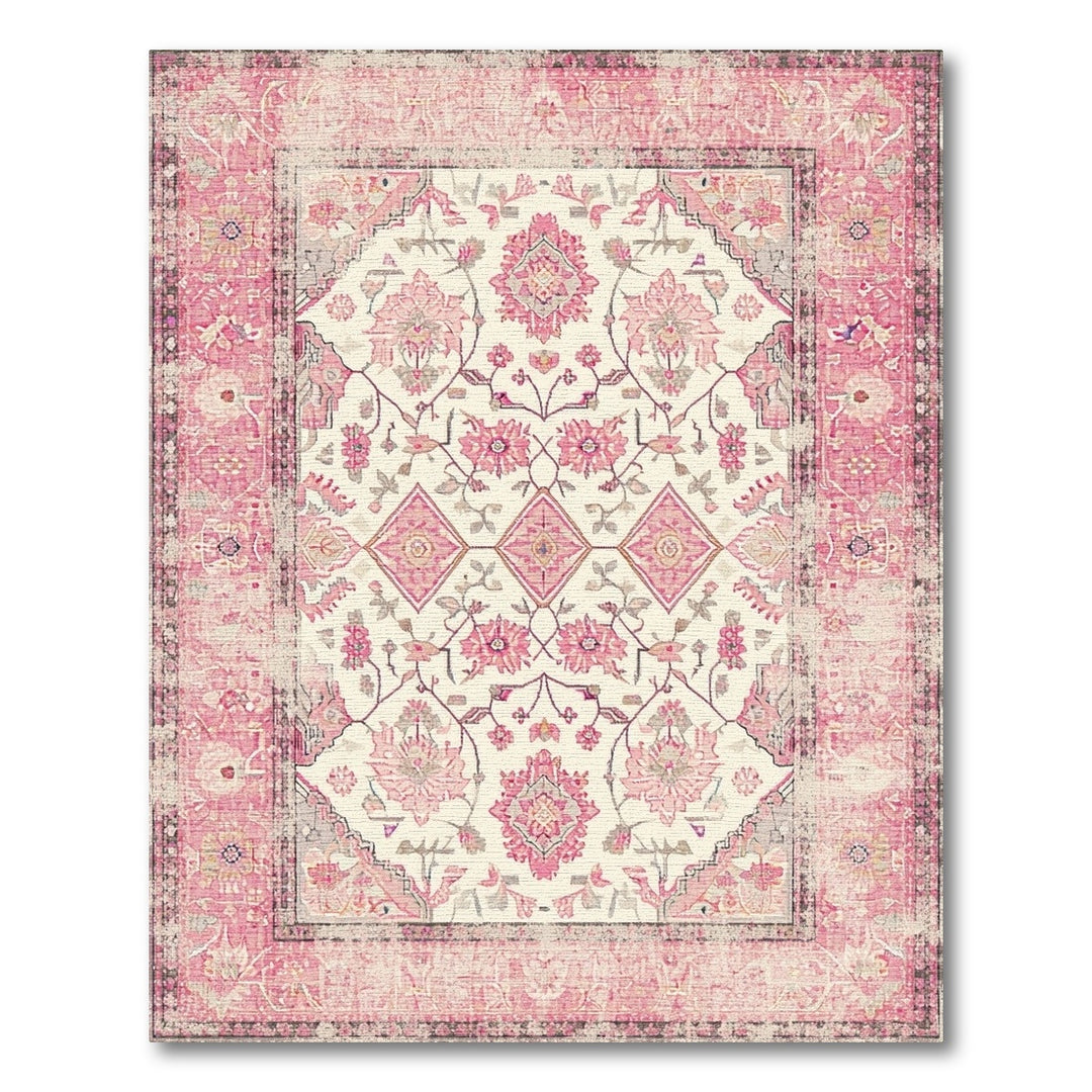 Distressed Vintage Pink Distressed Floral Vintage Area Rug