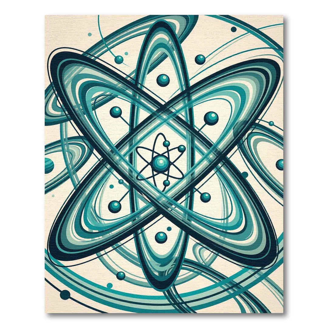 Aqua Atomic Swirls Orbit Rug