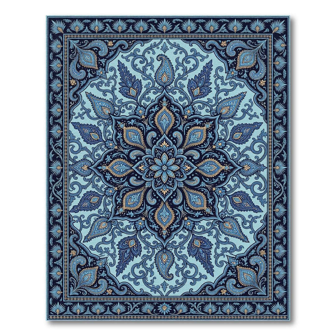 Radiant Teal Paisley Medallion Rug