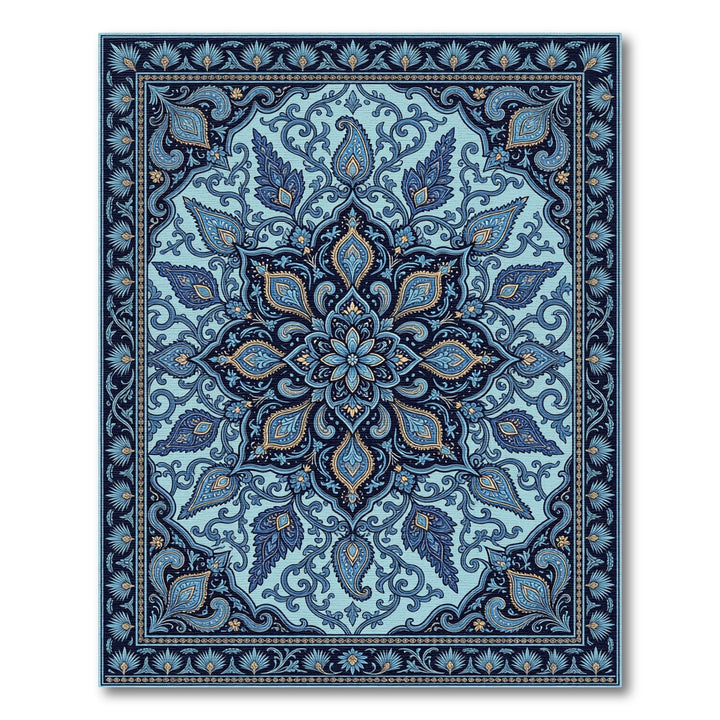 Radiant Teal Paisley Medallion Rug
