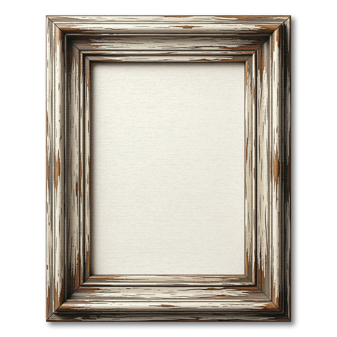 Rustic Chipped Wood Textured Frame Rug
