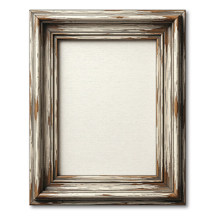 Rustic Chipped Wood Textured Frame Rug