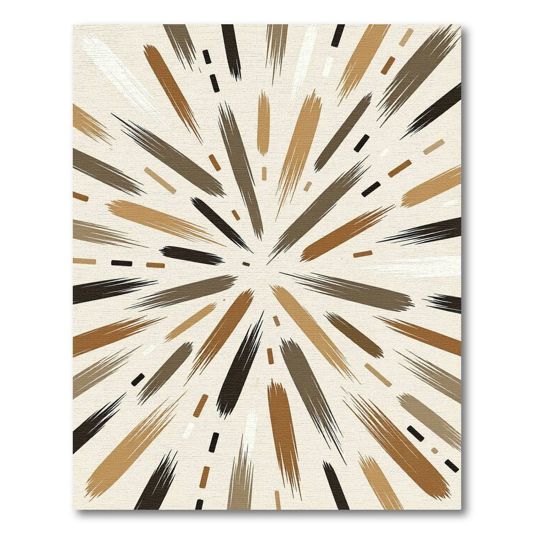 Earthy Burnt Orange Brushstroke Burst Rug